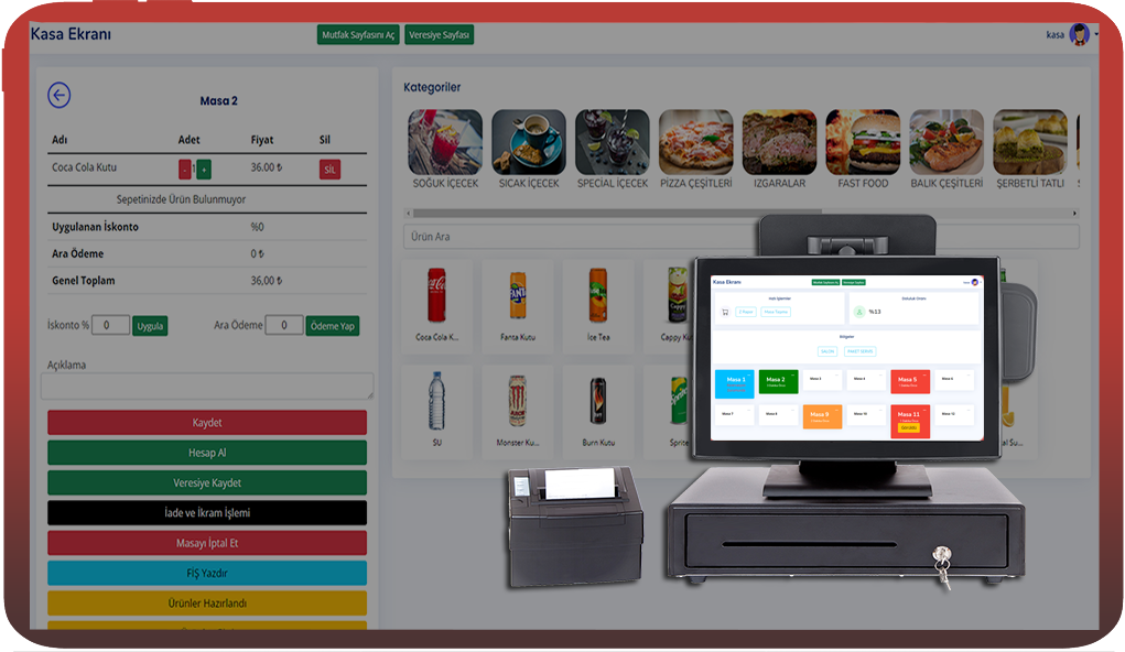 adisyon donanımı, adisyon donanım sistemleri, adisyon dokunmatik ekran, dokunmatik bilgisayar, adisyon yazıcısı, adisyon fiş yazıcı